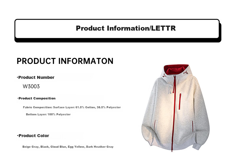 MEDE Spring and Autumn Colorblock Zipper Cardigan Sweatshirt Unisex Trendy Loose Casual Versatile Hoodie Cloud Blue 3XL 3