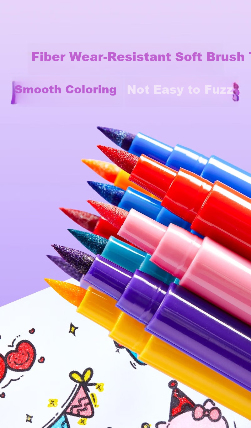Liupintang Glitter Marker New Flashing Watercolor Pen for Primary Students Shiny Metallic Colored Pen Sand Flow Sparkling Art Pen for Kids Journal Highlighter 3