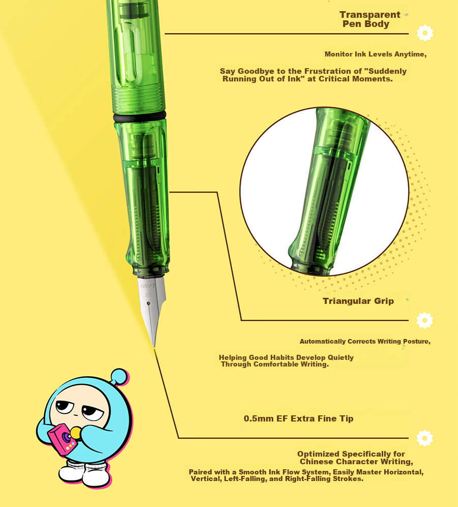 LAMY Lamy Fountain Pen Gift Box Egg Party Collaboration Balloon Ink Pen for Third Grade Primary School Students Calligraphy Practice Correct Posture Egg Pink 0.5mm 5