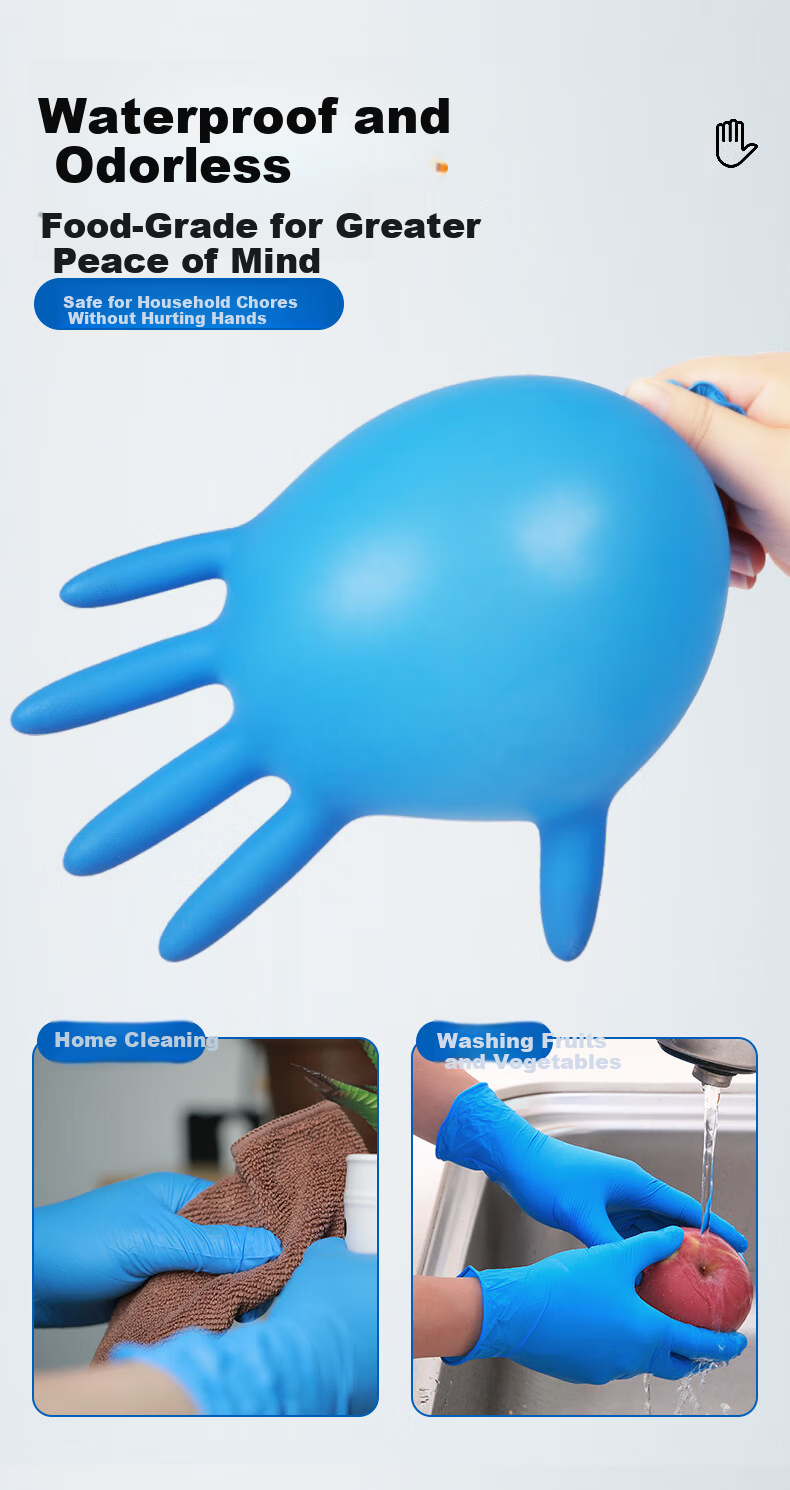 INTCO Disposable Nitrile Gloves Thickened Durable Food Service Household Kitchen Cleaning Dishwashing Size S Small 5