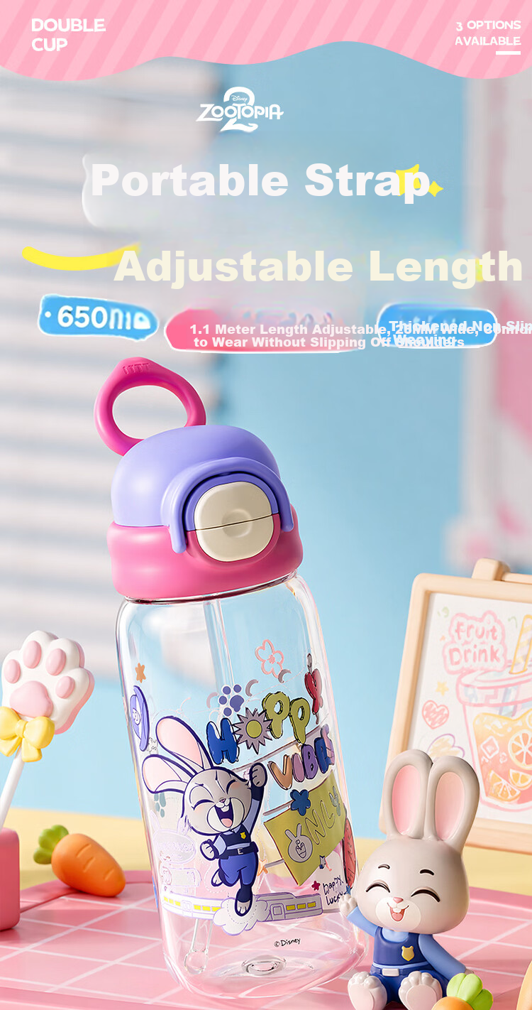 Disney Kids Plastic Water Bottle High Temperature Resistant PPSU Straw Cup Student School Water Bottle Drop Resistant Direct Drinking Cup Birthday Gift 1