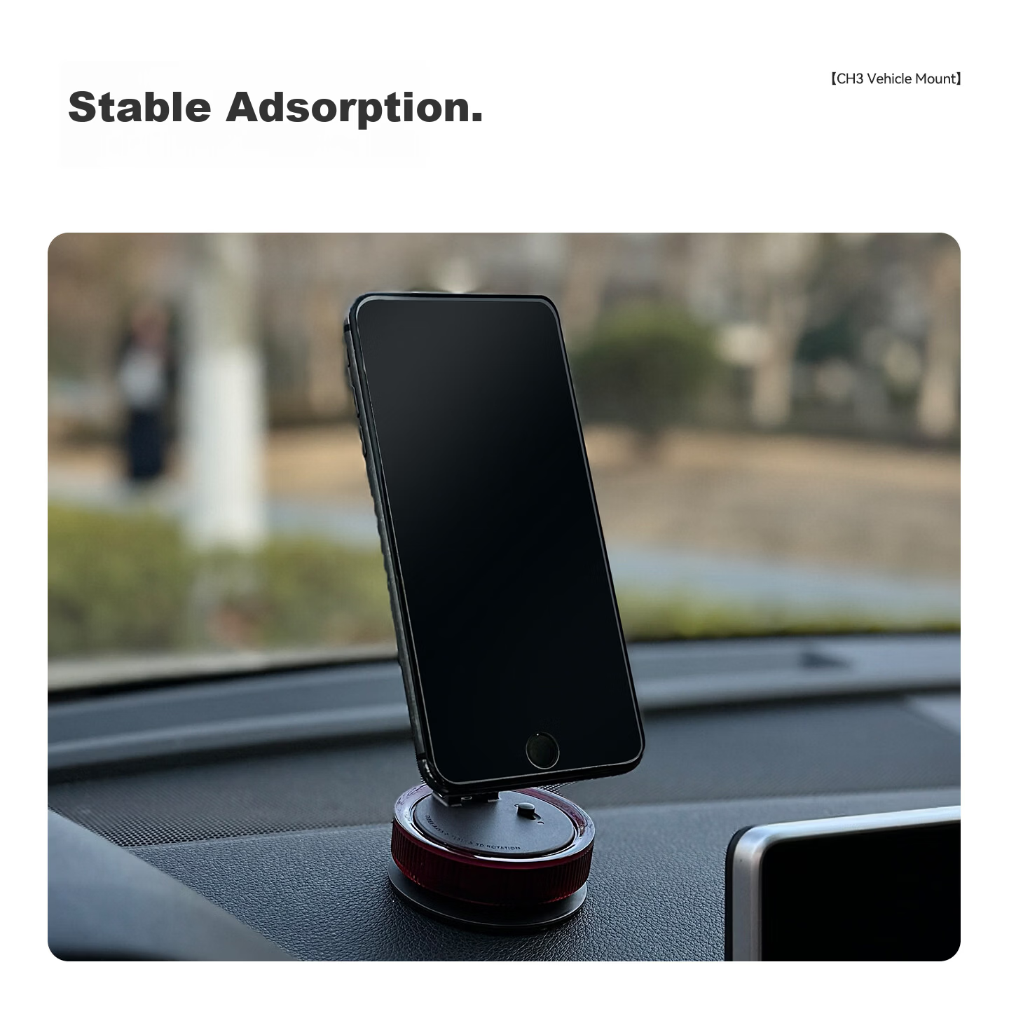 Basa Car Phone Holder Vacuum Suction Cup 2026 New Universal Car Navigation Mount for Tesla Audi CH3 Black