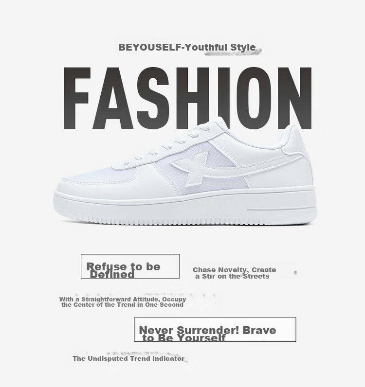 Xtep Couple Men's and Women's Sports Sneakers White Air Force One Spring Summer Mesh Breathable Lightweight Casual Shoes 3