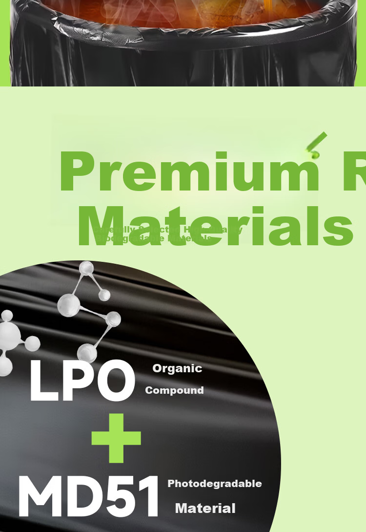 Lide Biodegradable Flat Large Garbage Bags Large Size Sanitation Commercial Household Kitchen Extra Thick 4-Layer 60x80cm 50pcs 15