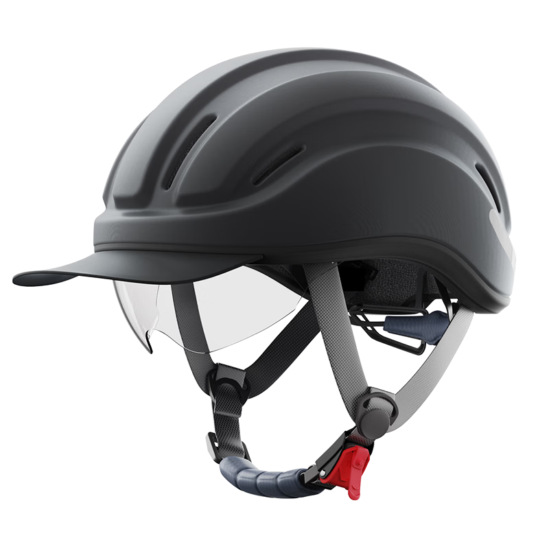 Two Little Bees 3C Certified Electric Bicycle Helmet for Women, Summer Sun Protection Half Helmet, Ultra-Light Riding Cap Soft Light Black with Detachable Sun Visor