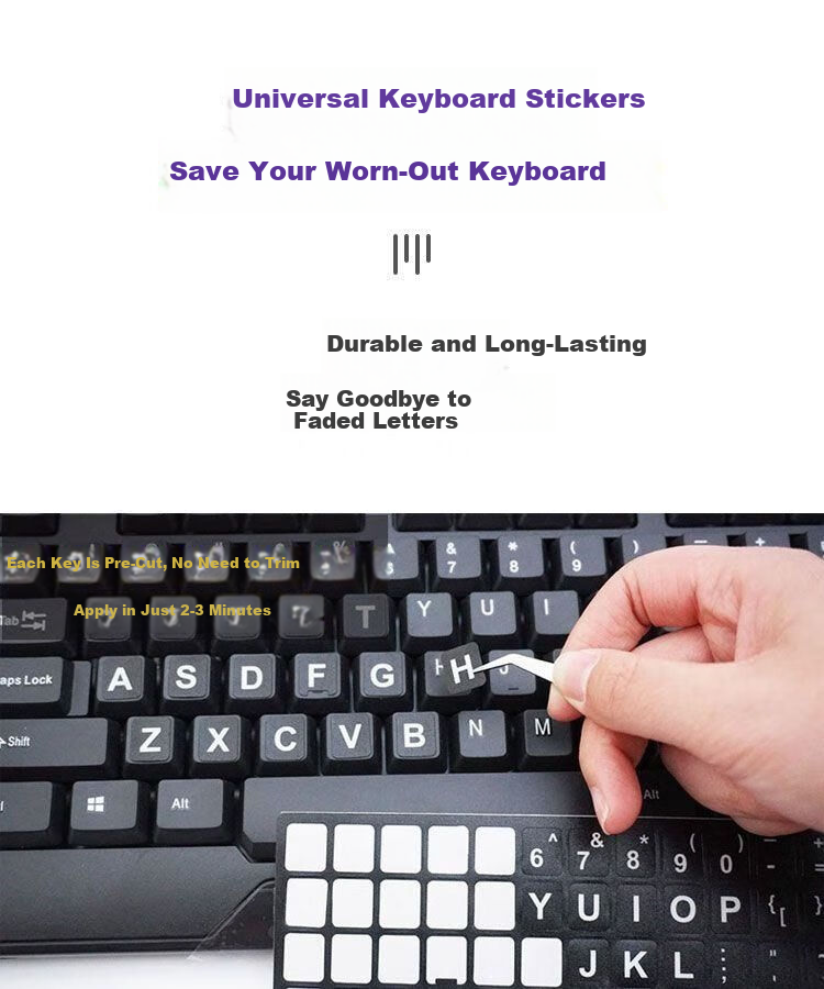 GOTOVAN Keyboard Sticker Keycap Letter Stickers Laptop Desktop Computer Protective Label Single English Repair Non-Fading Keycap Sticker 2