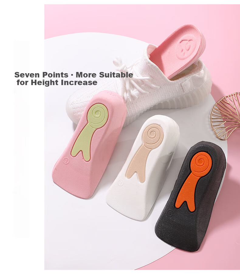 Gouge Snail Height-Increasing Insoles for Women, Arch Support, Comfortable, Invisible, Black, Women's Style, 2.5CM, One Size Fits All, 1 Pair 18