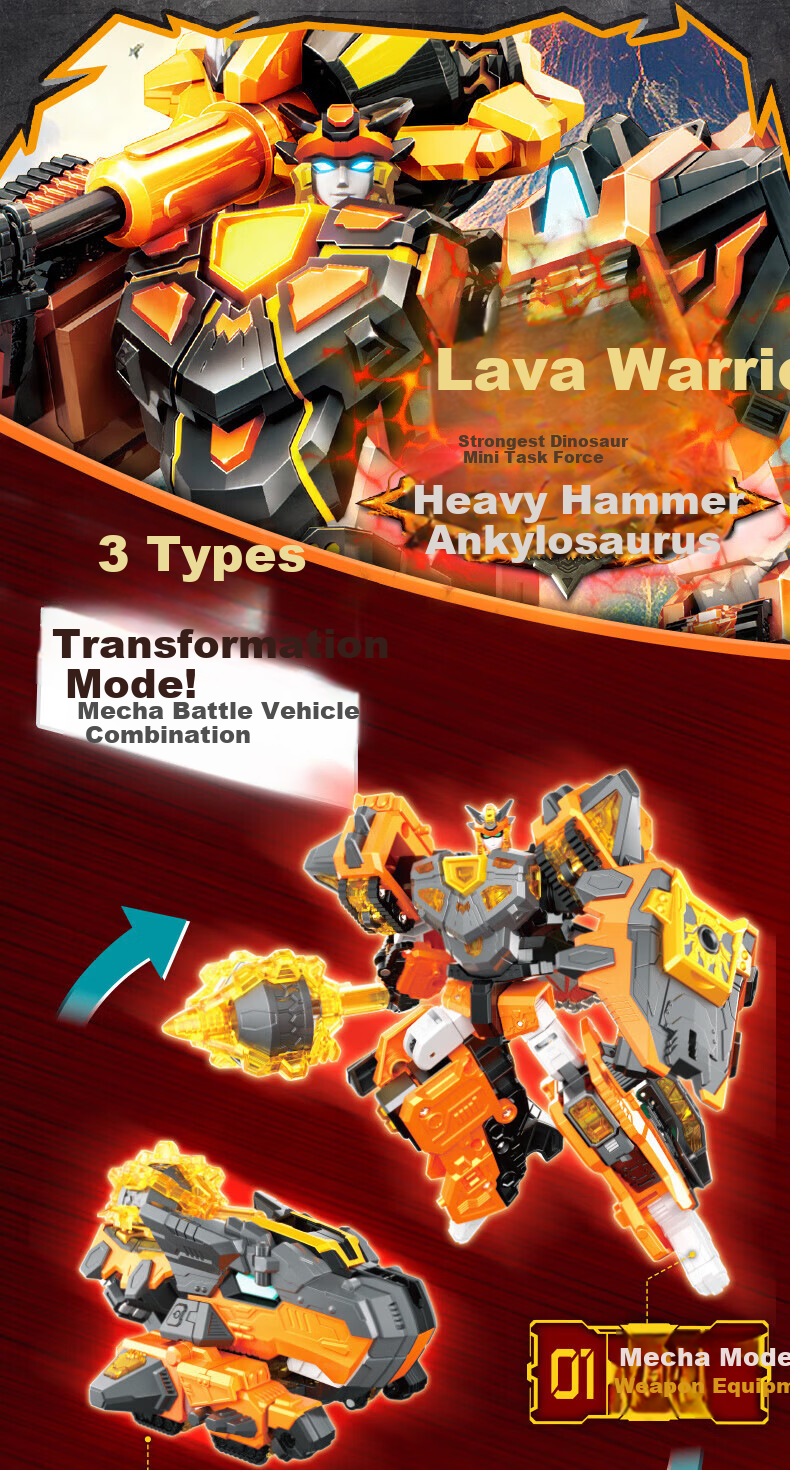 Mini Force X8 Strongest Dinosaur New Cool Play Edition Tyrannosaurus Battle King Transforming Mecha Boys Gift Children's Toy Set 2
