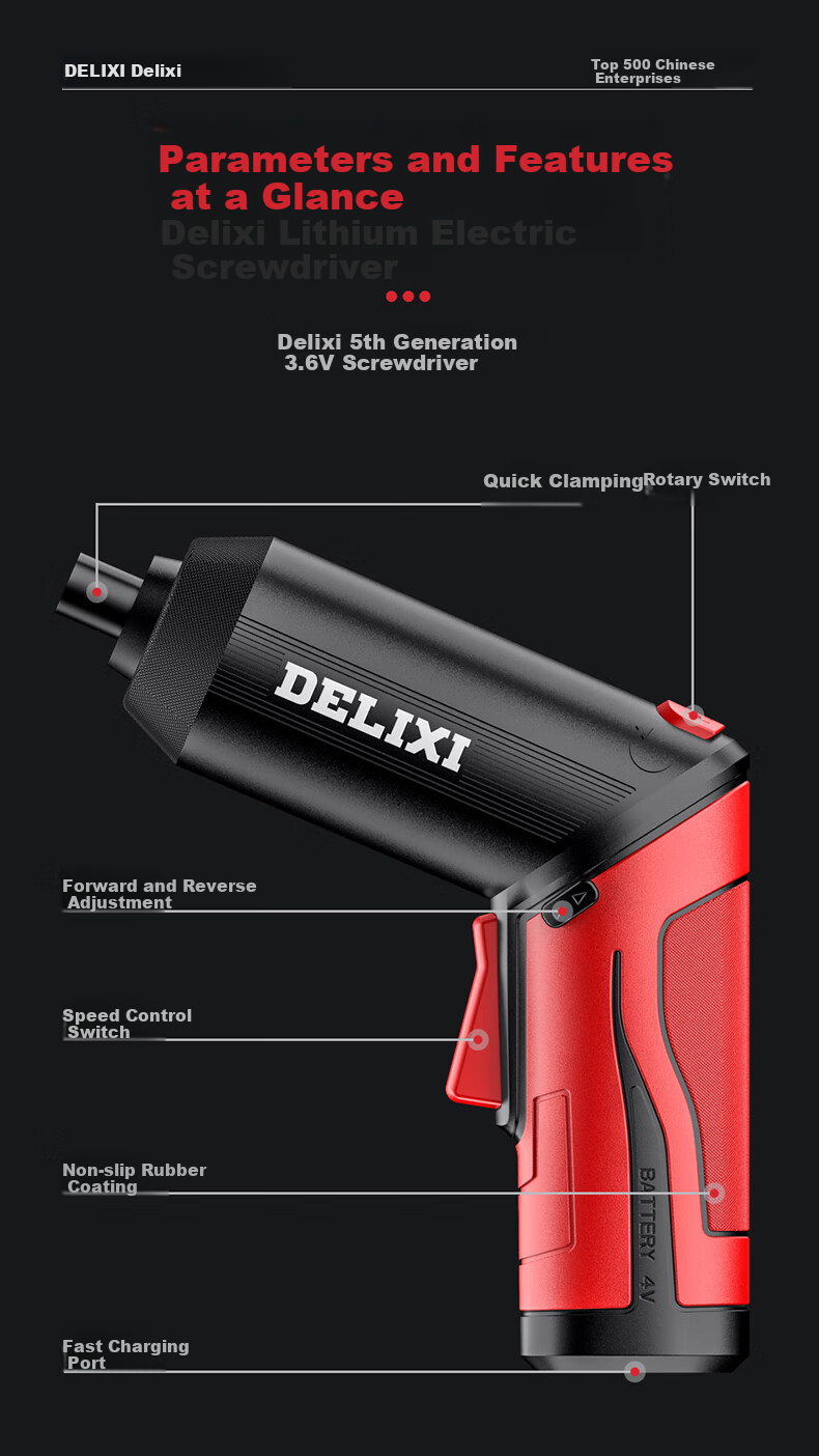 Delixi Electric Cordless Screwdriver Rechargeable Portable Mini Multifunctional Electric Drill Screwdriver Set for Home Use 25