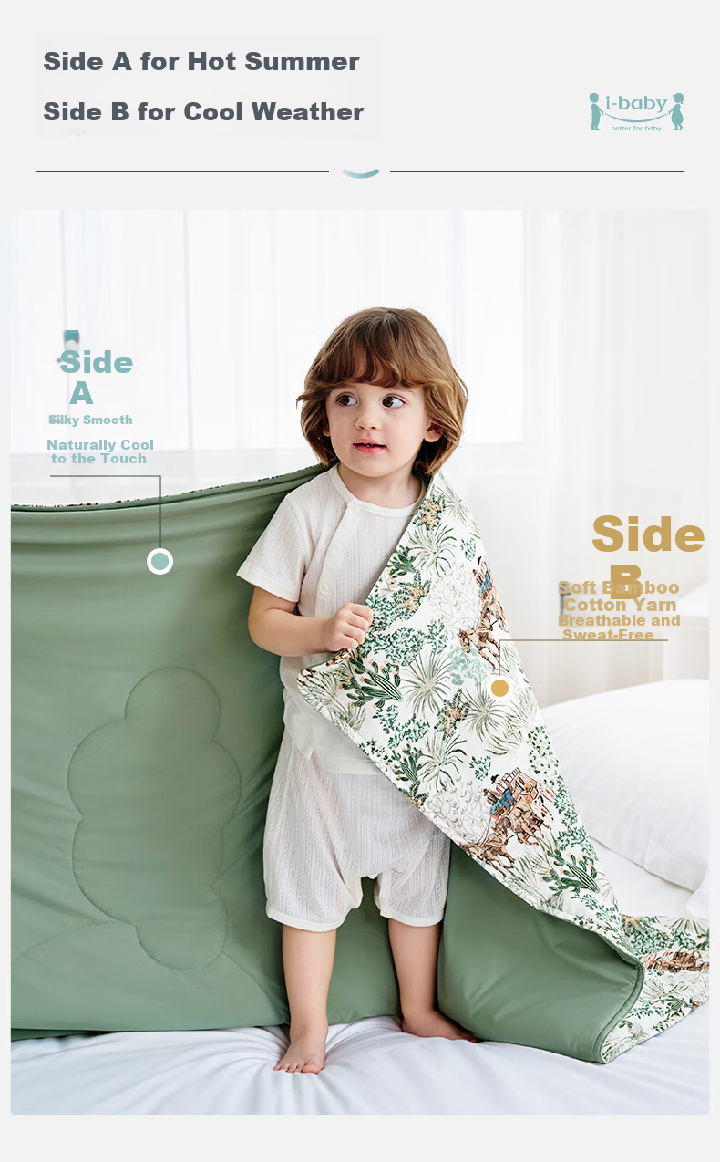 Ibaby × Outlast Space Capsule Temperature-Regulating Deep Sleep Four-Season Children's Blanket Summer Cooling Quilt Air Conditioning Quilt Dense Forest 120×150 10