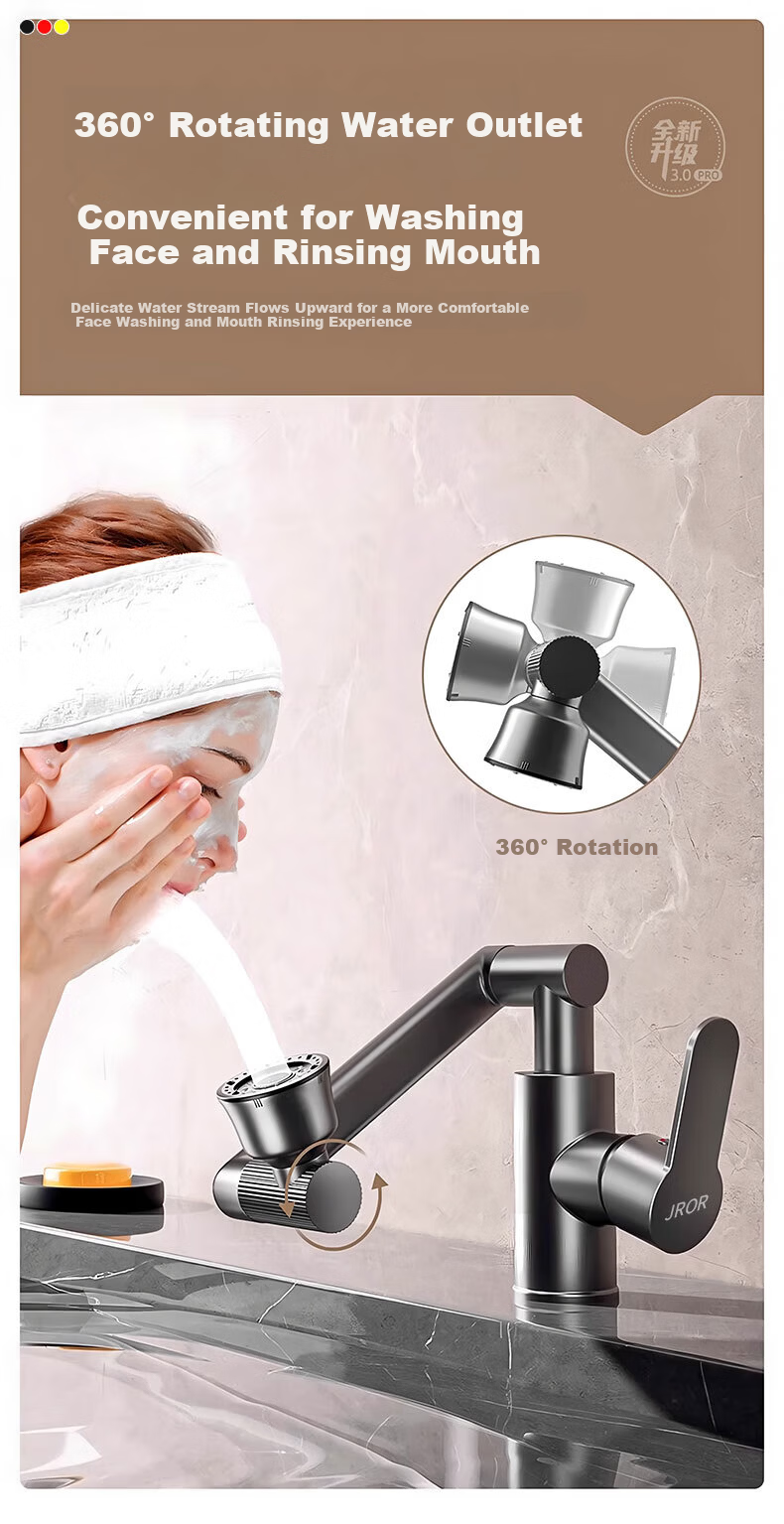 JROR German Basin Faucet Bathroom Sink Mixer Tap Hot and Cold Water Faucet 8