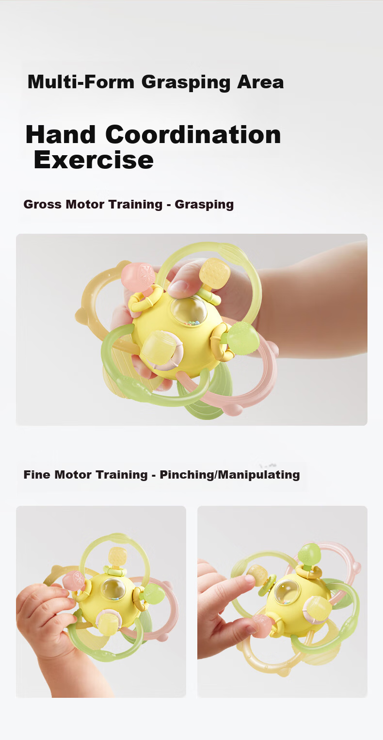 Babybox Manhattan Ball Hand Grasp Toy for Babies 0-6 Months Teething Chewable Grip Training Toy 6