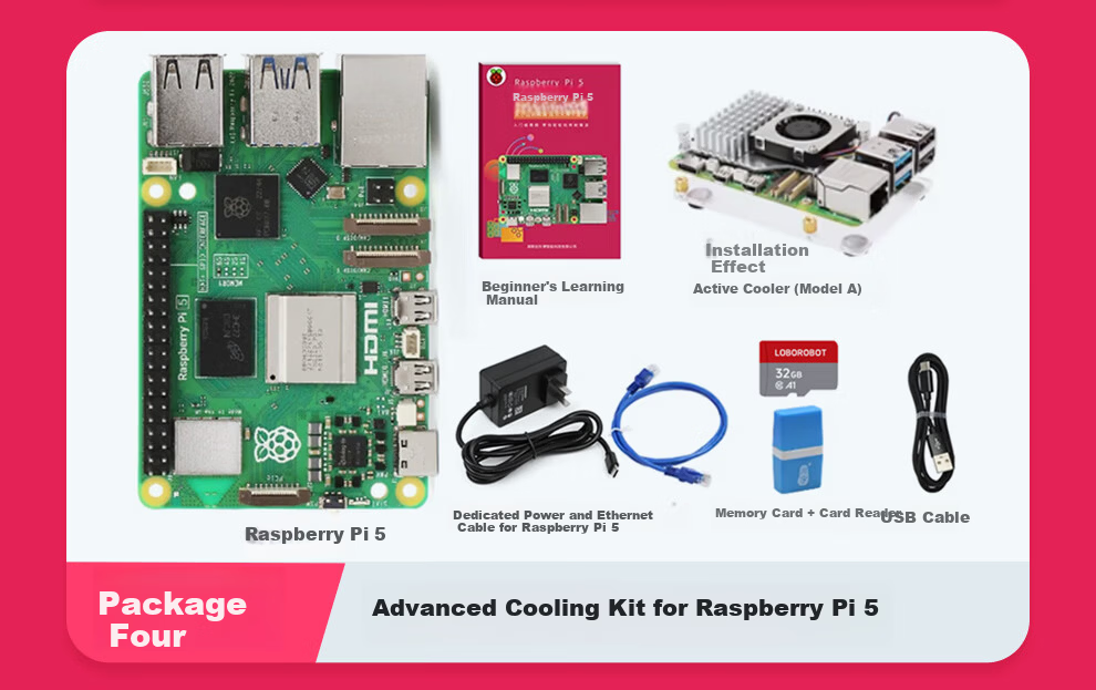 Raspberry Pi 5 Official Original Development Board 5th Generation Mainboard LINUX Kit Computer AI Programming 4GB Mainboard Starter Kit (8GB) 9