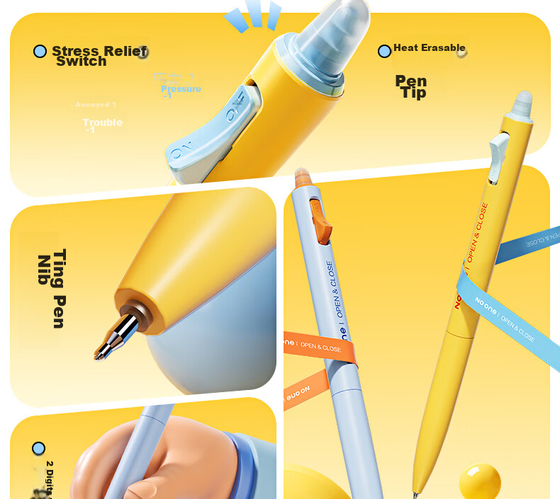 M&G Erasable Retractable Gel Pen Set of 3 AKPK6712B2 - Fun Switch Pen ST Tip Crystal Blue Ink, Handwriting Practice Pen, Same Style as "Universe Help" 4