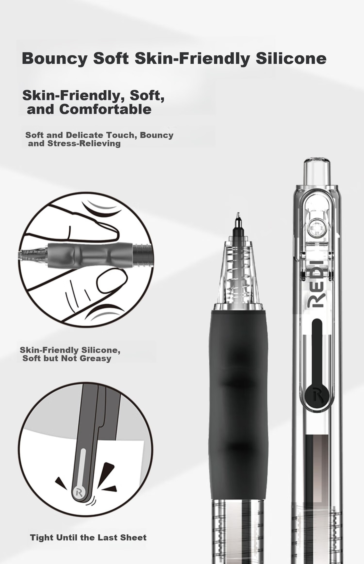 Lepusen Lewei Retractable Gel Pen 0.5mm Liquid Ink Massage Pen Set Signature Pen Dot Press Student Homework Exam Special High-Value 661-4 + 10 Refills 3