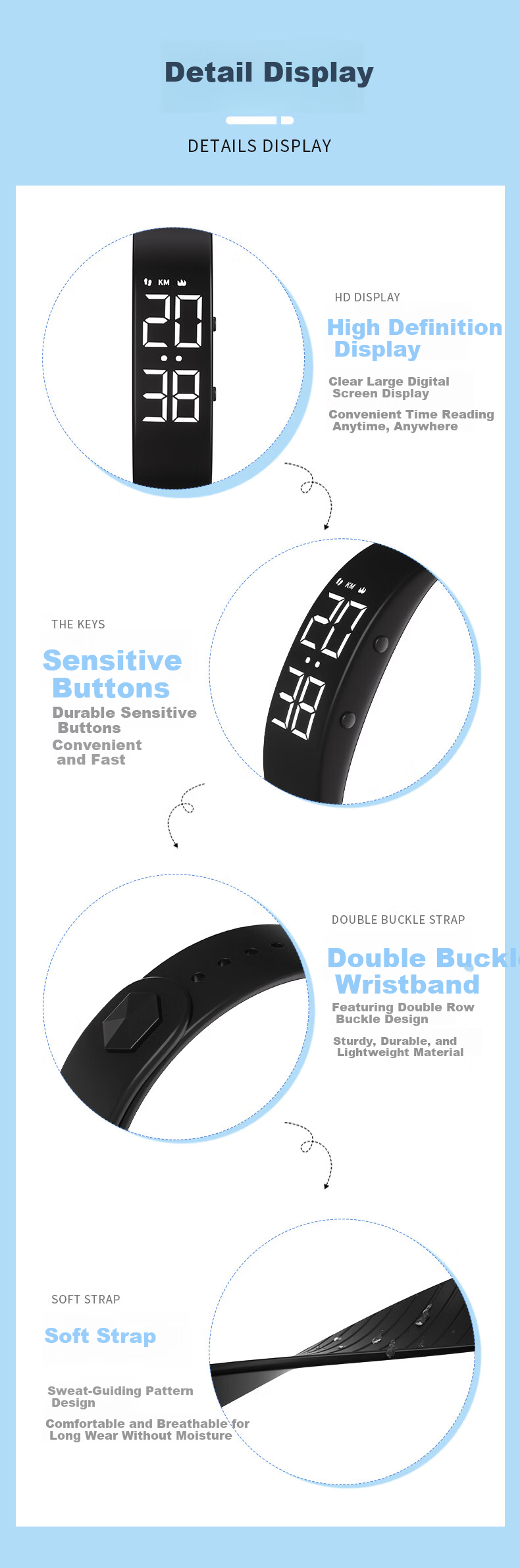 Koshi Student Dedicated Junior High School Wake-up Alarm Vibration Children's Wristband Smartwatch for Middle and High School Girls Time Display 7