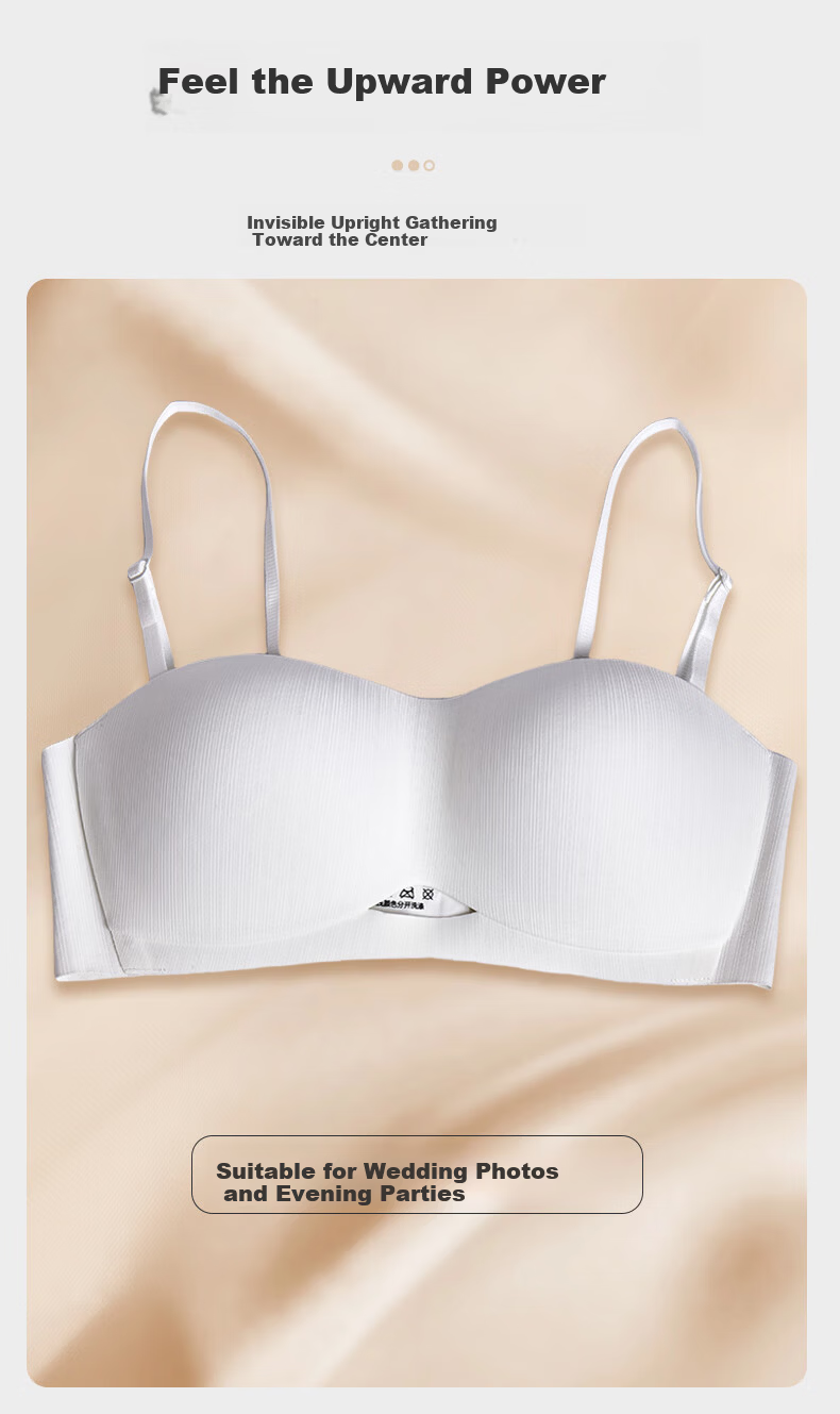 Jingshuran JD Private Brand Cotton Strapless Anti-Slip Foundation Chest Gather Bra Skin Color M 2