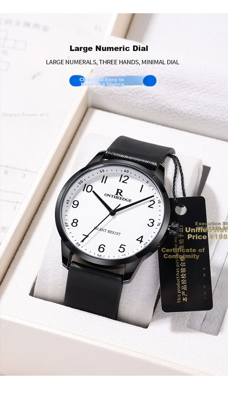 ONTHEEDGE Exam Watch for College Entrance Exams, High School Students, Civil Service Exams, Postgraduate Entrance Exams, Silent, Waterproof, Time-Telling Only 4