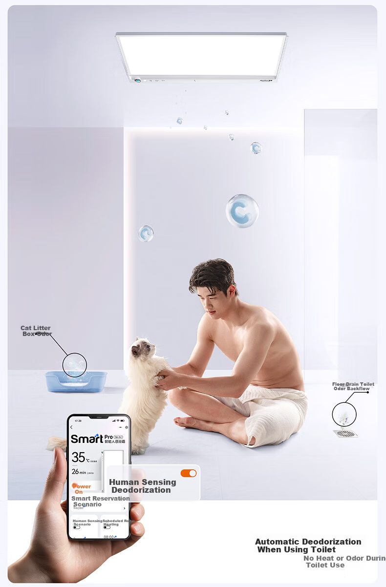AUPU Smart Series Upgraded Sliding Cover Human Sensor Lighting AI Constant Temperature Deodorization Warm Air Ventilation S6-Air 10