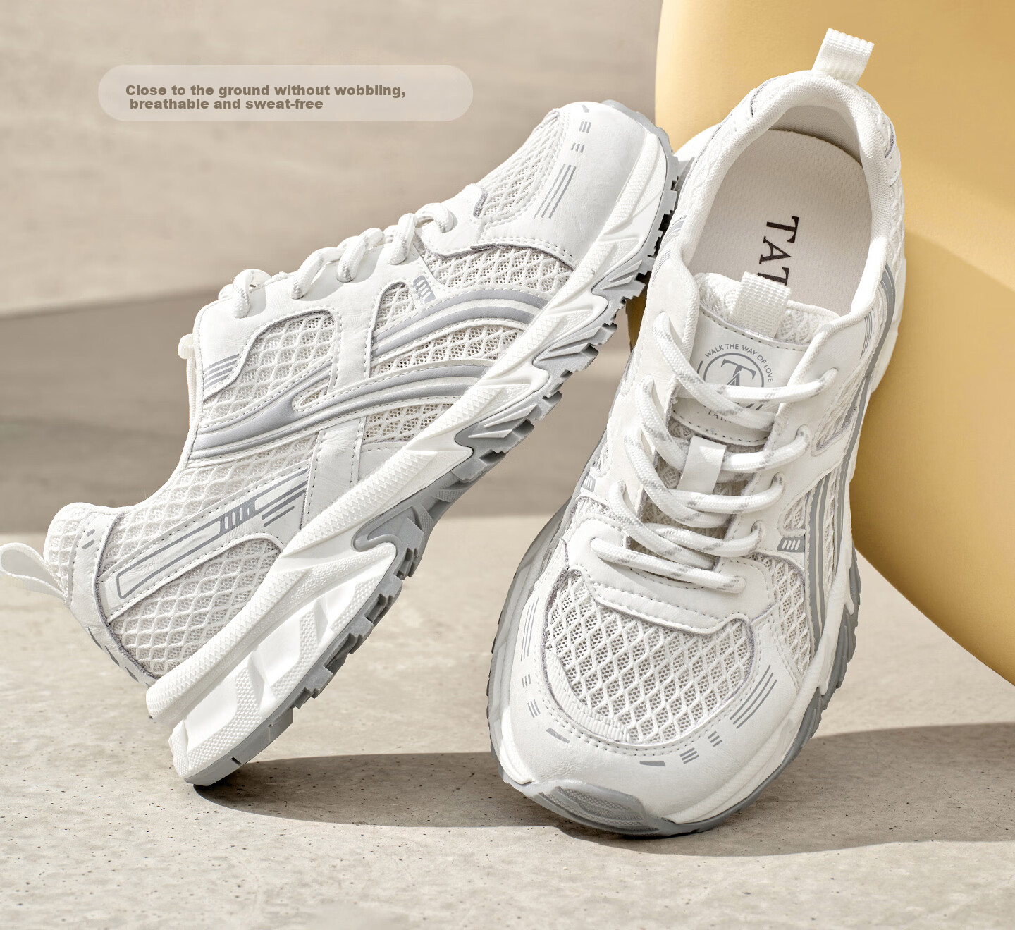 TATA Zhao Zhaoyi Same Style 26 Summer Mall Coconut Jelly Fashion Casual Breathable Women's Dad Sneakers Beige/Grey 38 5