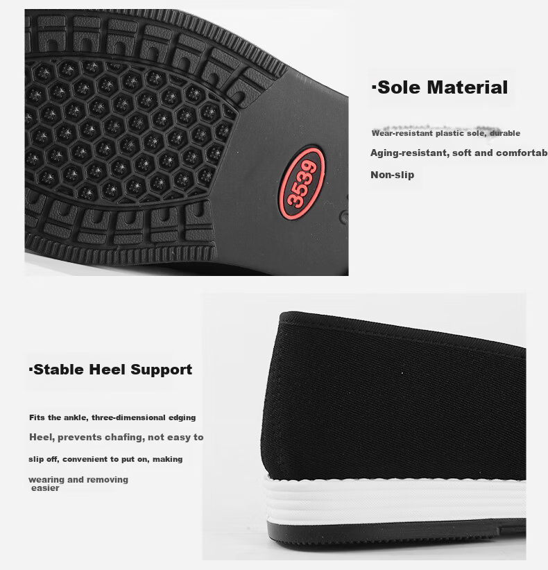 3539 Traditional Men's Cloth Shoes Herbal Antibacterial Deodorant Old Beijing Low-top Rubber Sole Casual Shoes Black Size 42 7