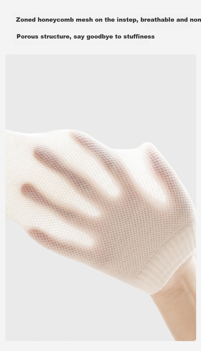 MiiOW Summer Breathable 10A Antibacterial Camellia Essential Oil Mesh Breathable Women's Odor-Resistant Pure Cotton Short Socks 5 Pairs Pack 8
