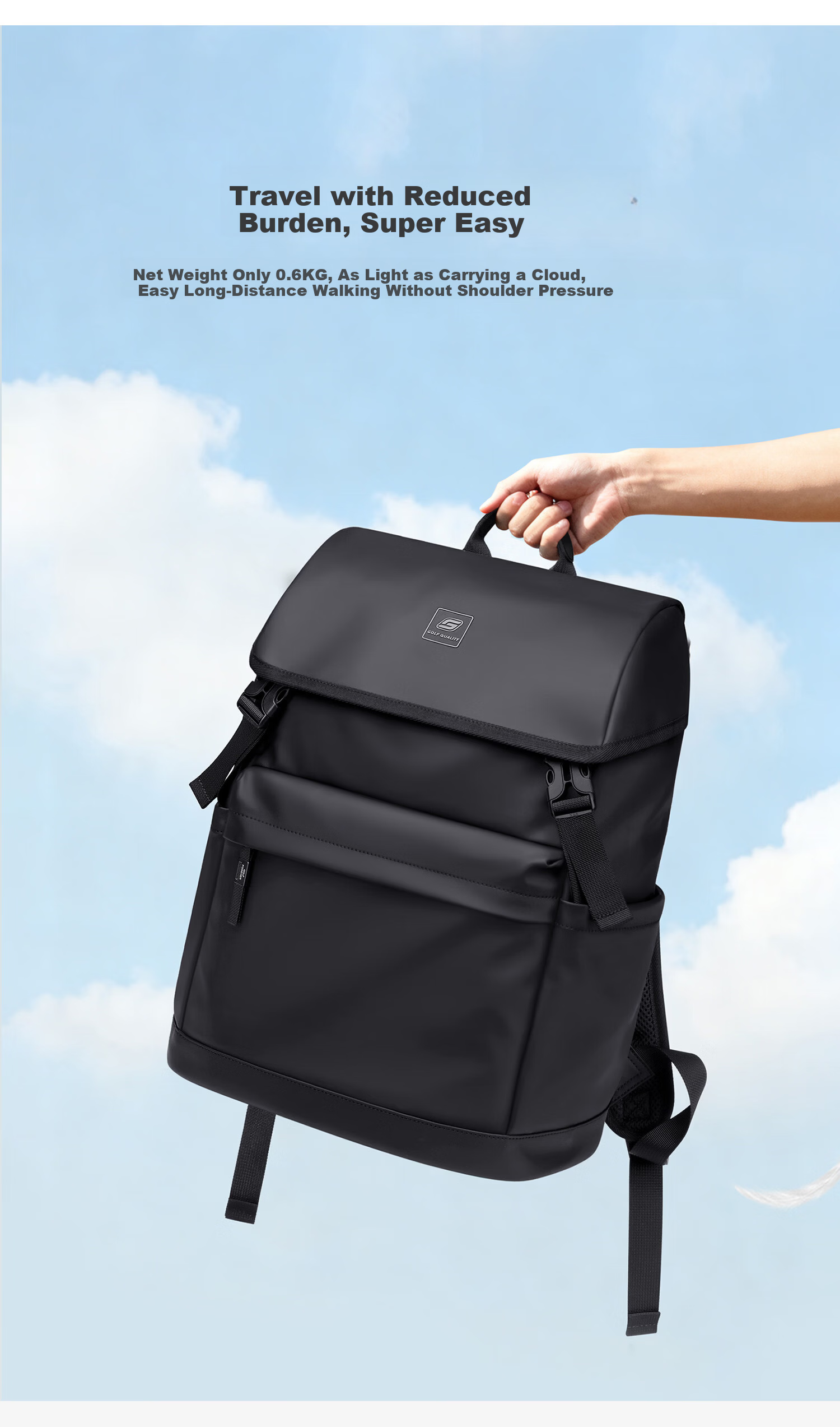 GOLF Men's Travel Backpack 15.6/16 Inch Laptop Bag Student School Backpack Flap Business Commuter Backpack 9