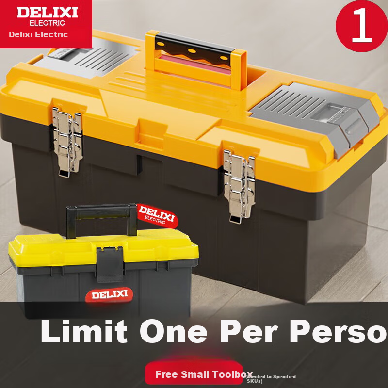 Delixi Precision Tool Box Storage Case Large Industrial Grade Portable Multi-Functional Repair Electrician Toolbox for Home and Vehicle