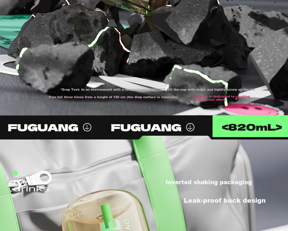 Fuguang Plastic Straw Cup PPSU Large Capacity Portable Sports Fitness Cup 820ML Green for Men and Women Students 25