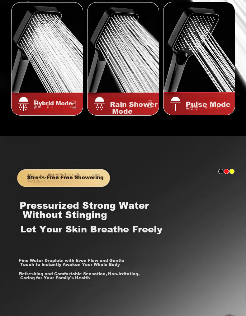 WUZORY [Germany] High-Pressure Shower Head Powerful Bathroom Multi-Function Handheld Shower Sprayer 4