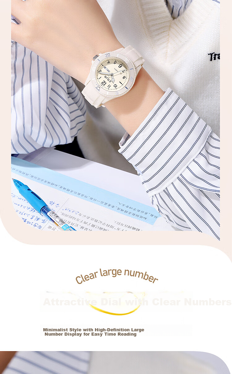 COJR Women's Watch Silicone Waterproof Luminous Electronic Quartz for High School Students Exam Use 4