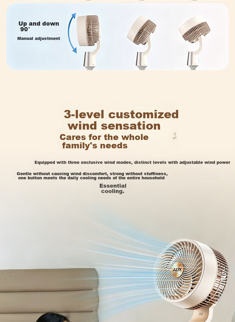 AUX Summer Hot Sale New Floor Fan Air Circulation Fan Retractable Foldable Desktop Office Table Floor 3-in-1 Home Fan Price Guarantee 618 10