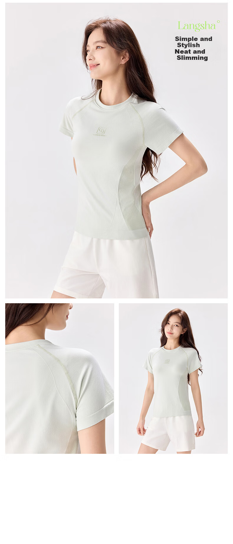 Langsha Women's Short Sleeve Summer Quick-Dry T-Shirt 10A Antibacterial Moisture-Wicking Ice Cooling Breathable Sports Running Top NS1940 23