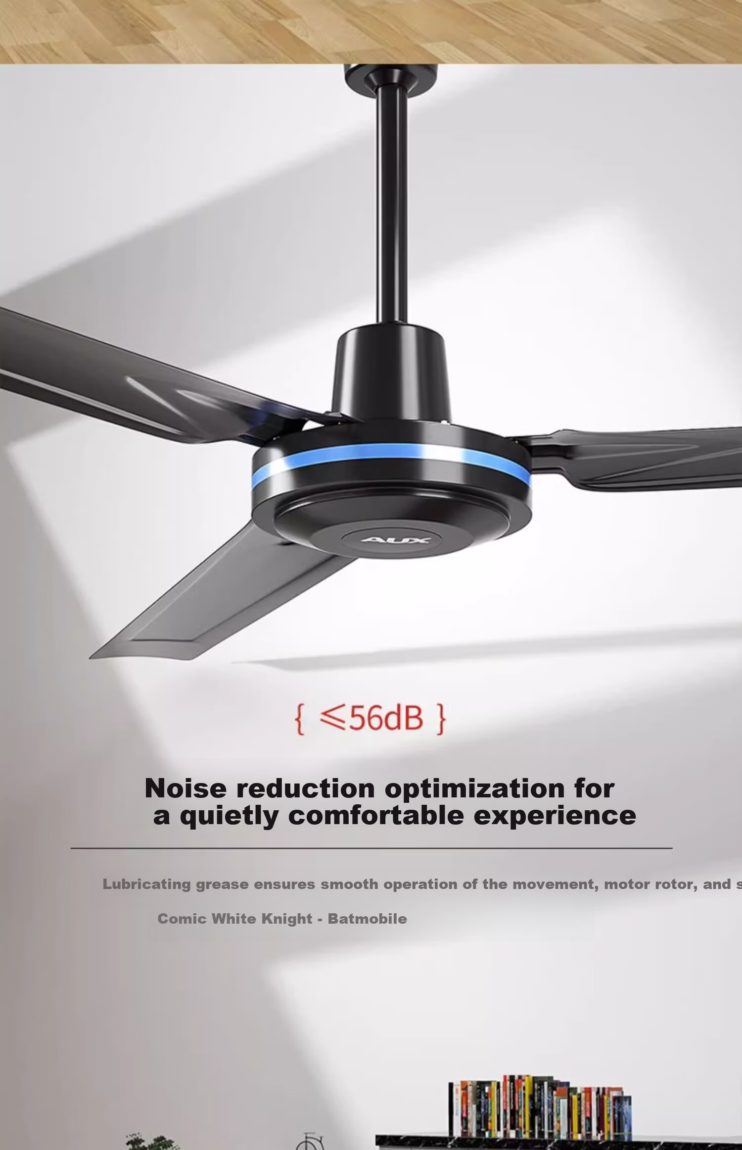 AUX 56-Inch 3-Blade Ceiling Fan with Stepless Speed Control Switch, High Power Industrial Hanging Fan for Home and Living Room 13