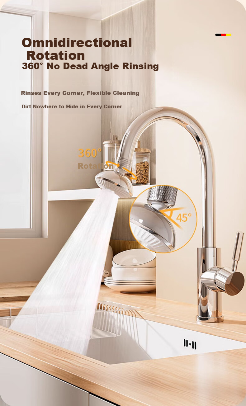 HOMK German Kitchen Faucet Splash-Proof Multi-Functional Aerator Filter Booster 6