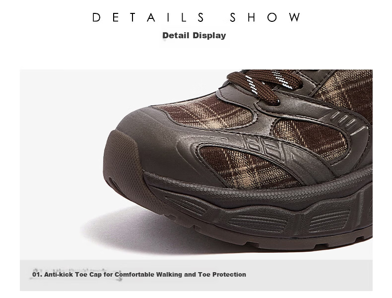 CAMEL Women's Dad Sneakers Modern Plaid Breathable Thick Sole Height Increasing Casual Sports Shoes L26S283201 Brown Size 36 12