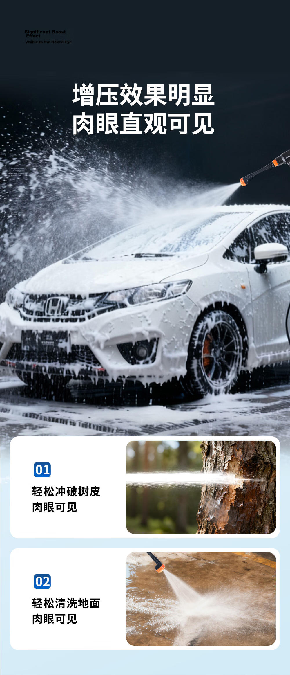 HONDA Wireless Car Washer High-Pressure Water Gun Home Use Powerful Rechargeable Lithium Battery Booster 7