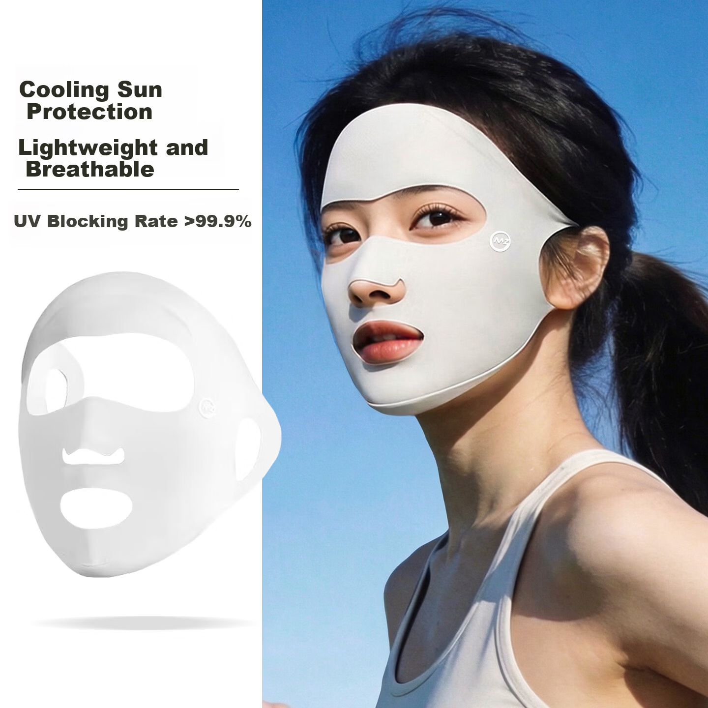 EFZ Women's Full Face Sun Protection Mask UV Protection Mouth and Nose Cover Sunshade Balaclava for Running and Cycling Light Gray