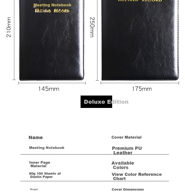 Xuchenwenju Business Meeting Notebook, B5 Leather Cover Soft Notebook, 96 Pages 192 Sheets, Office Meeting Journal, Meeting Minutes Record Book, 18K Work Diary with Customized Logo 8