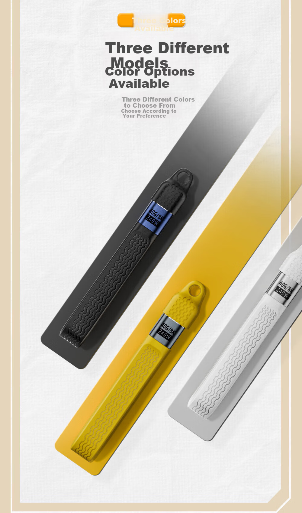Yingqian Dual-Head Type-C Data Cable Full-Function 240W Thunderbolt 4 Short Cable CTOC Fast Charging 40Gbps High-Speed Transmission for Apple iPhone 17/16/15, Computer, External Hard Drive PD3.1 3