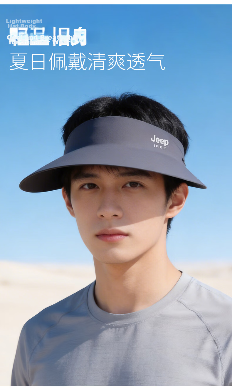 JEEP SPIRIT Women's Sun Protection Hat 26 Summer Sunshade Hat Men's UV Protection Open-Top Sun Hat KD527 Beige 8