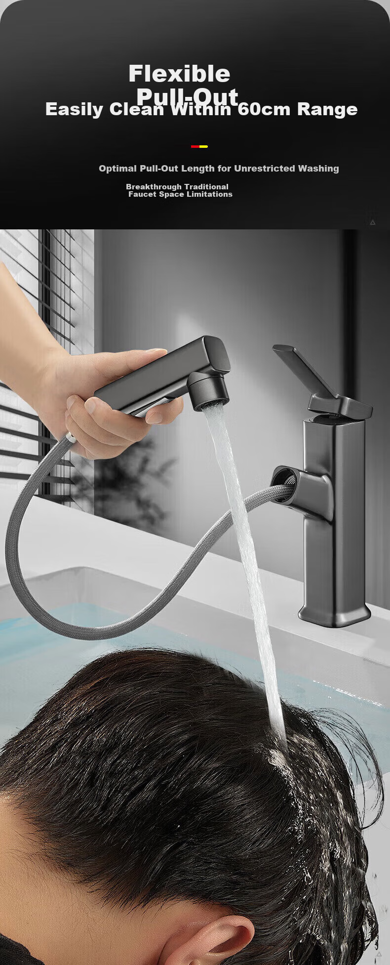 Rosecret German Basin Faucet Pull-Out Hot and Cold Bathroom Sink Faucet 7