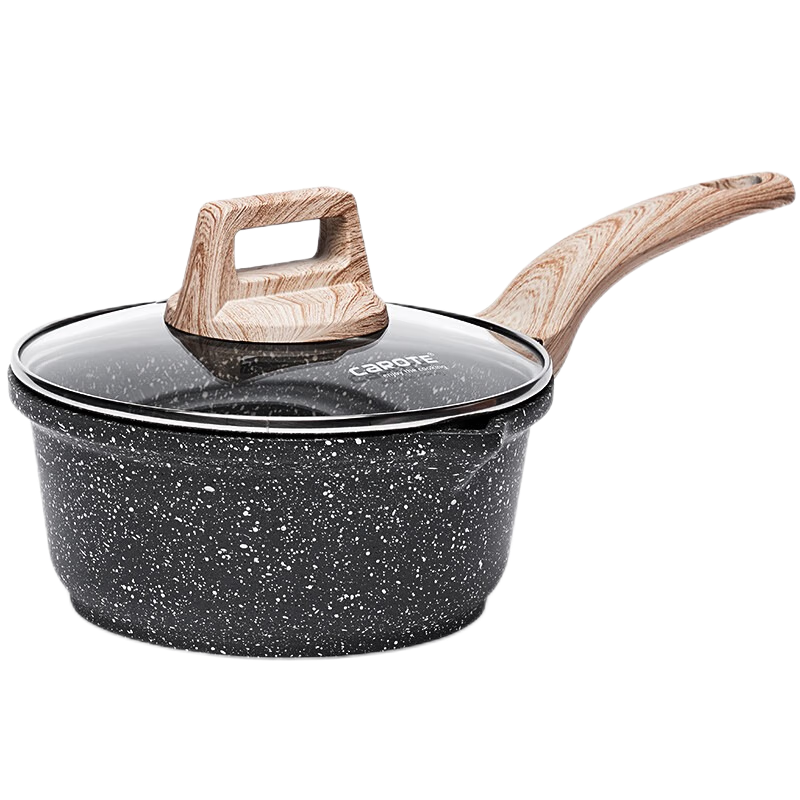 CaROTE Maifan Stone Non-Stick Milk Pot Baby Food Supplement Pot Titanium Cooking Steaming Soup Pot Induction Cooker Household Small Pot 18cm