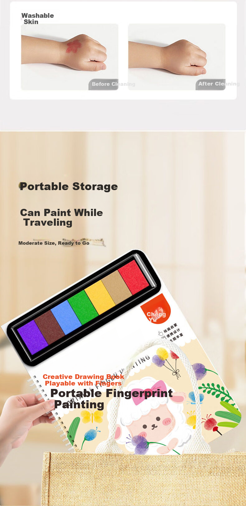 JEPPE Children's Foldable DIY Coloring and Drawing Book for Ages 3-6, Art Sketchbook, Boys and Girls Children's Day Gift 8