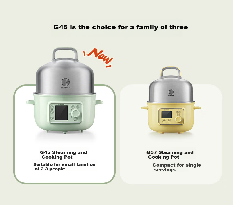 Buydeem Electric Steamer Household Stainless Steel 0-Coating Electric Stew Pot Hot Pot Steaming and Stewing All-in-One Large Capacity Smart Electric Stew Pot Timer Keep Warm Multifunctional Pot G45 Si 3