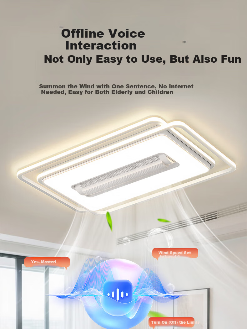 GUJIA LED Bladeless Ceiling Fan Light Integrated Eye-Care Lighting for Living Room and Bedroom 110cm [Installation Included] 1