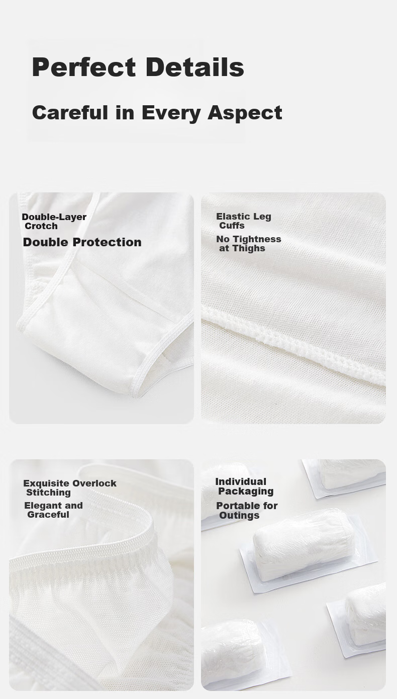 October Crystal Women's Disposable No-Wash Pure Cotton High-Waist Panties Daily Disposable Travel Shorts Pure White [12-Pack] L 14
