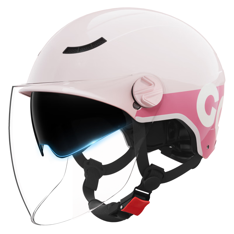 Feige Suprek Electric Bicycle Helmet 3C Certified Electric Scooter Half Helmet for Men and Women Motorcycle Summer Ultra-Light Sun Protection Breathable Safety Helmet 528 Sakura Pink Dual Lens [High-D