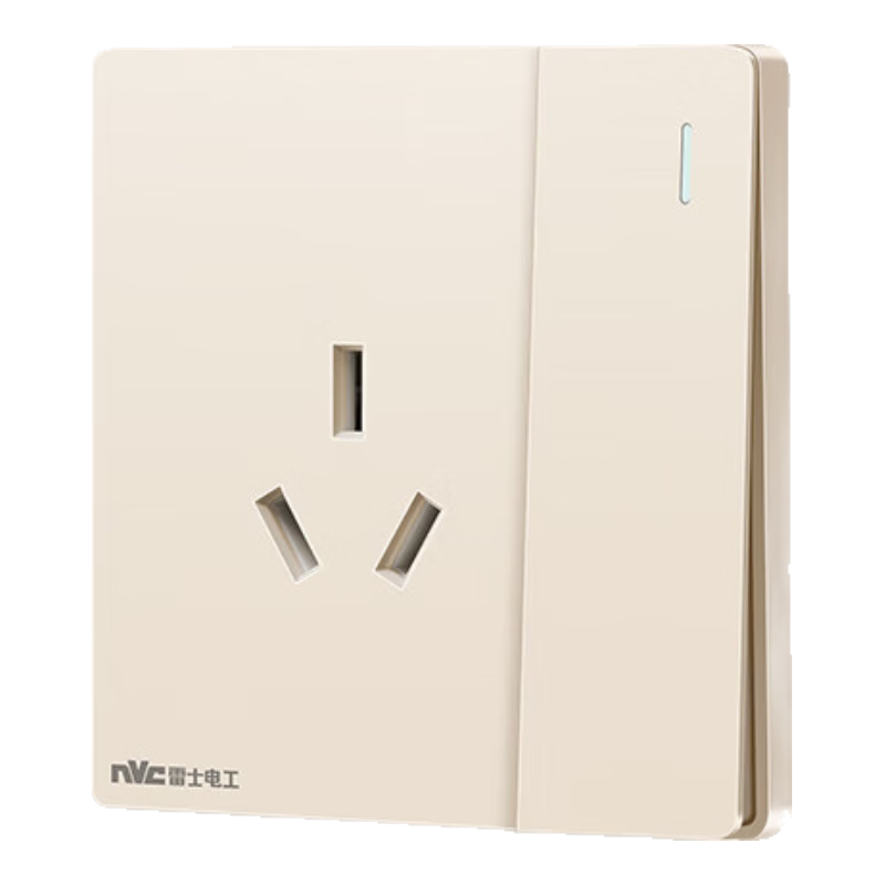 NVCleishidiangong Switch Socket, No Spray Painting Cream Style Large Panel, 16A Three-Hole with Switch Wall Socket Panel N25 Cream Yellow