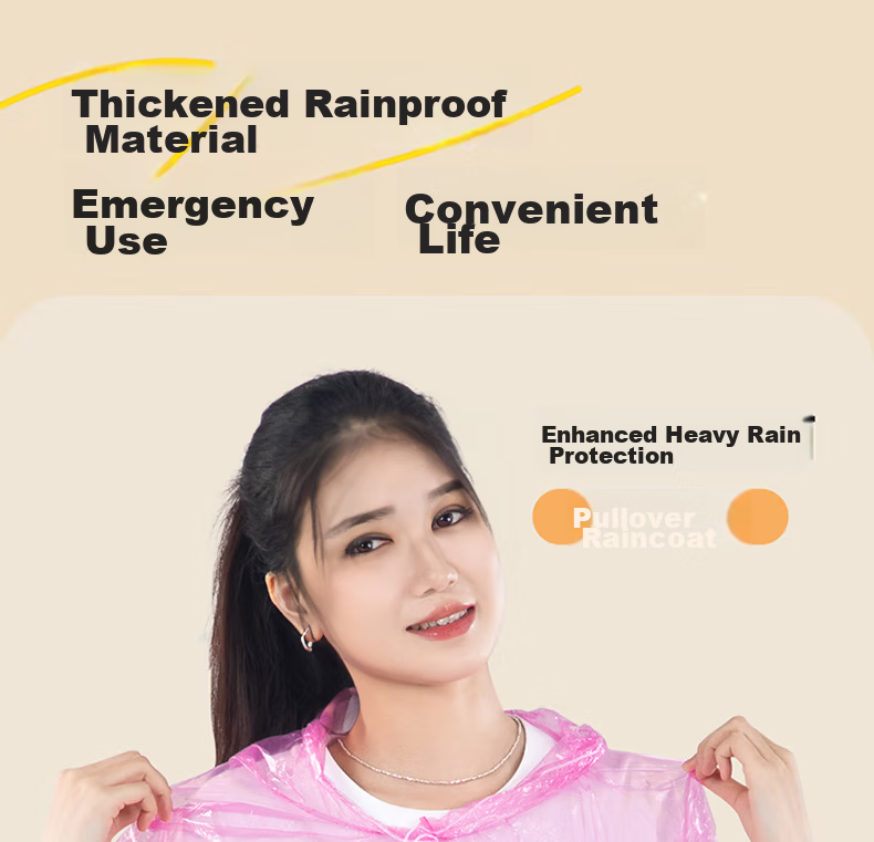 BWNK Disposable Thickened Portable Card Raincoat Long Anti-Storm Adult Outdoor Rain Poncho [5-Pack] Colorful Card Raincoat 6
